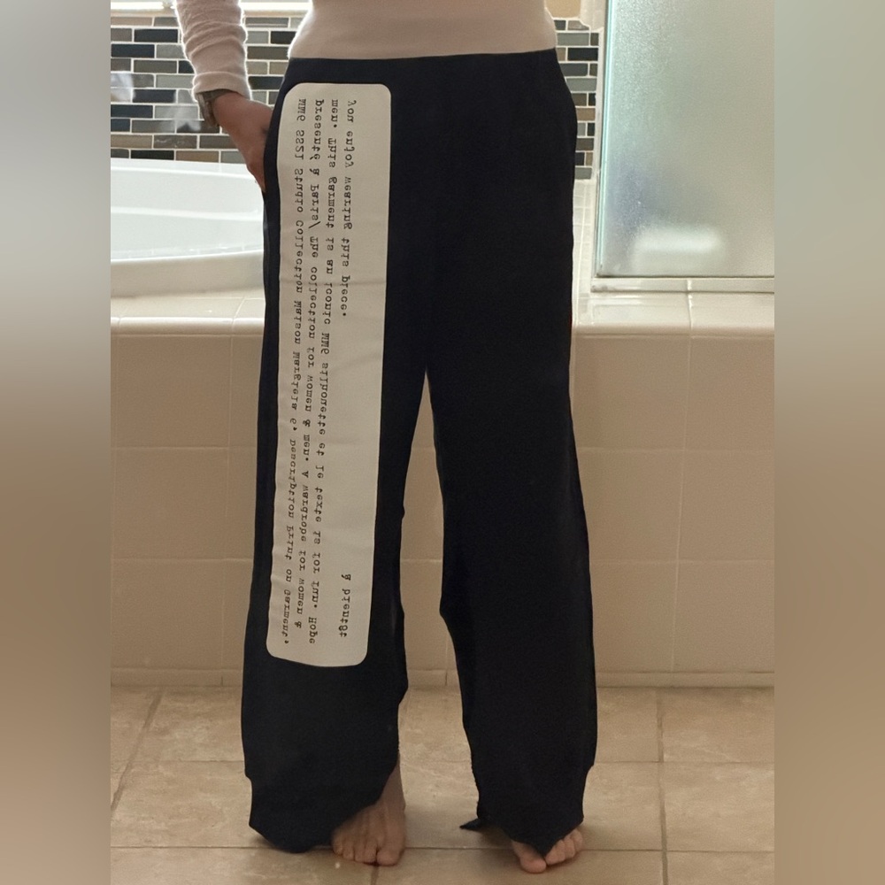 MM6 Maison Martin Margiela Black Joggers with White Text Panel